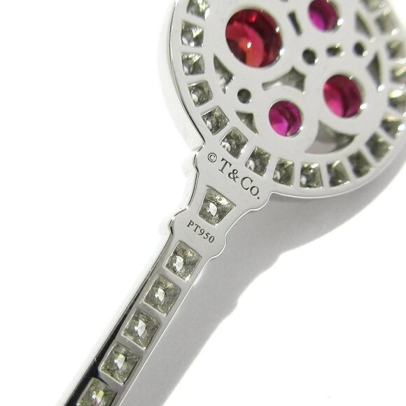 Auth TIFFANY&Co. Cobblestone Key - Pt950 Diamond Ruby Pendant Head - Picture 3 of 11